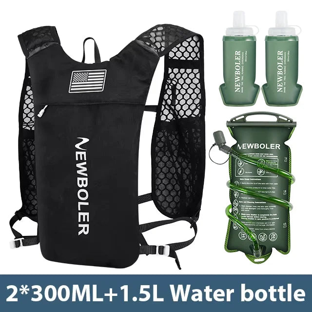NEWBOLER Ultralight Trail Running Hydration Vest Backpack with Green Bottle (BAG649)