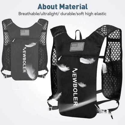NEWBOLER Ultralight Trail Running Hydration Vest Backpack with Green Bottle (BAG649)