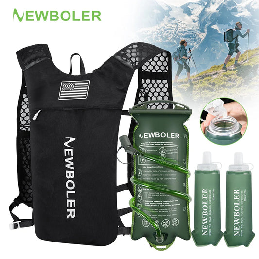NEWBOLER Ultralight Trail Running Hydration Vest Backpack with Green Bottle (BAG649)