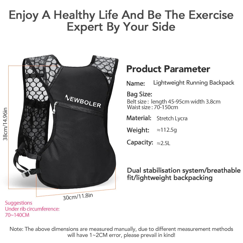 NEWBOLER Lightweight Hydration Running Vest Backpack (BAG629)