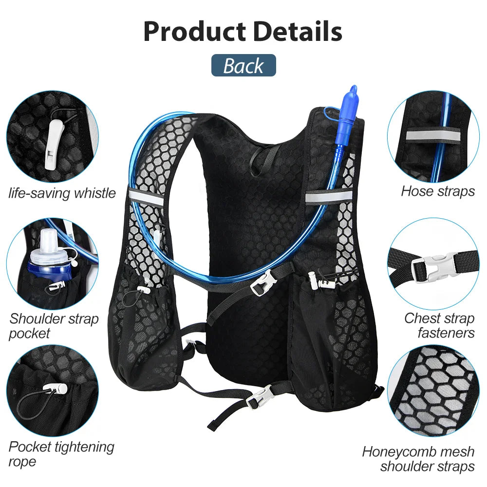 NEWBOLER Ultralight Trail Running Hydration Vest Backpack with Blue Bottle (BAG649)