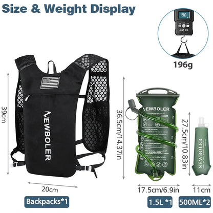 NEWBOLER Ultralight Trail Running Hydration Vest Backpack with Green Bottle (BAG649)